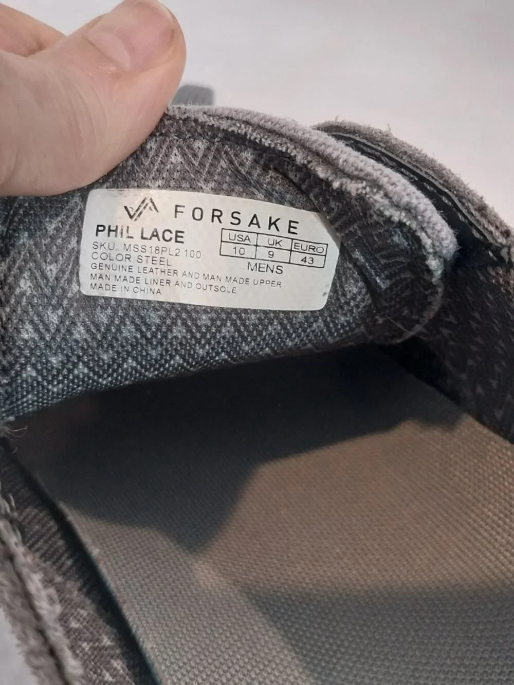 Forsake Walking Shoes Mens 10 Gray Canvas Phil Lace Casual Comfort Low Top